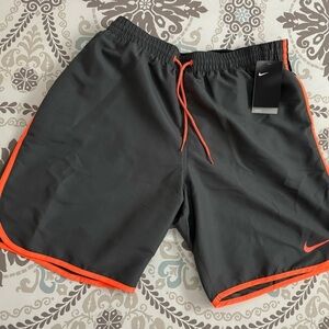 Nike Board Swim Shorts Trunks Gray & Orange Mesh Lined‎ Men's XL NEW With TAG